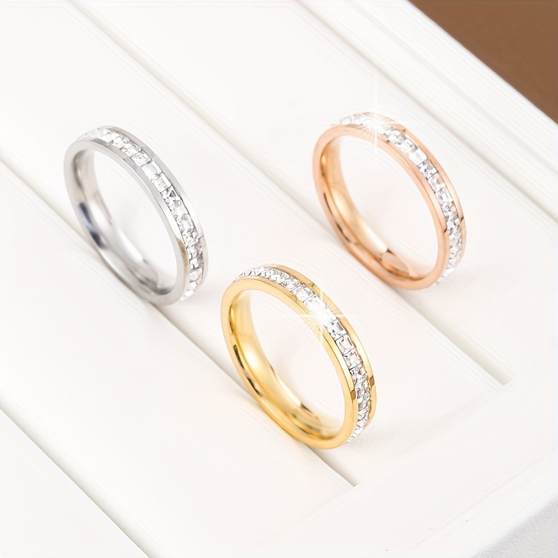 Minimalist Square Zirconia Titanium Personalized Ring